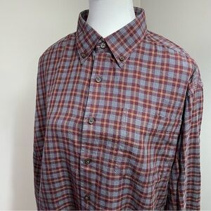 Orvis Signature Collection Silk & Wool Plaid Long sleeve button down Large